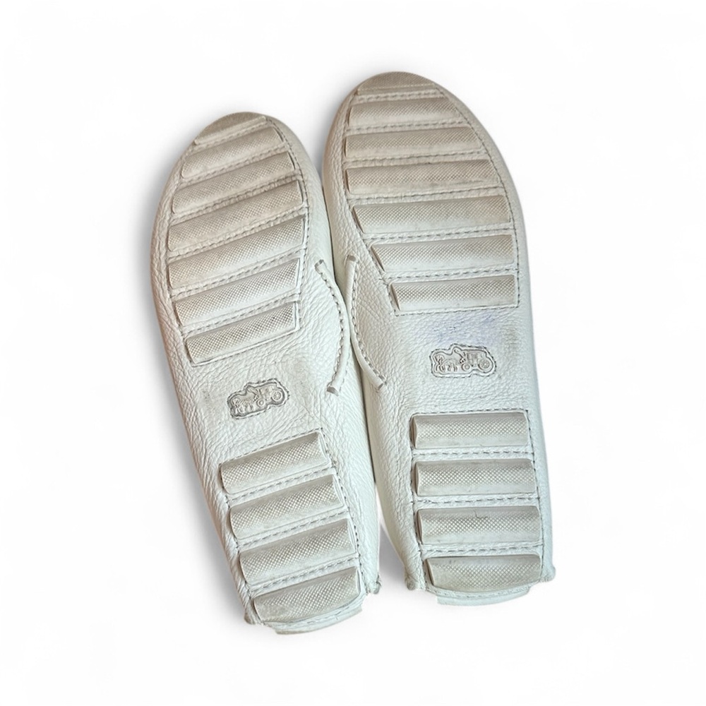 Coach White Floral Appliqué Leather Loafers - Picture 5 of 7
